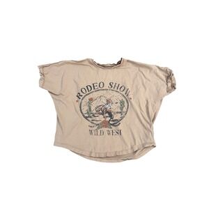 Modish Rebel Womens XS Tan Rodeo Show Wild West Graphic T Shirt